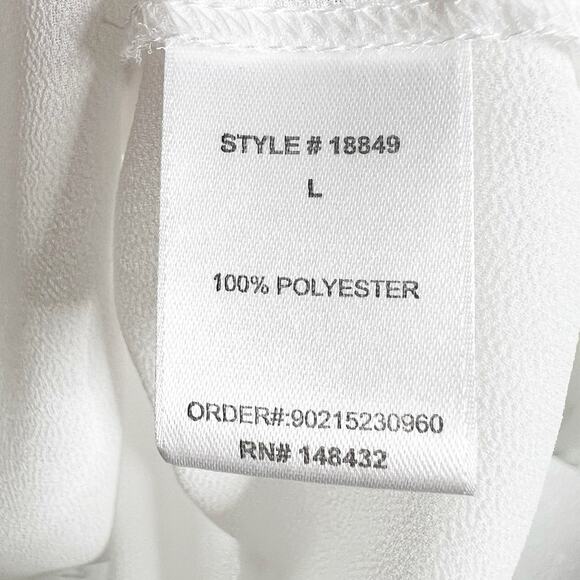 BE COOL Sheer Button Down Shirt Blouse Long Sleeve Cuffed Pockets White Size L - Picture 5 of 8